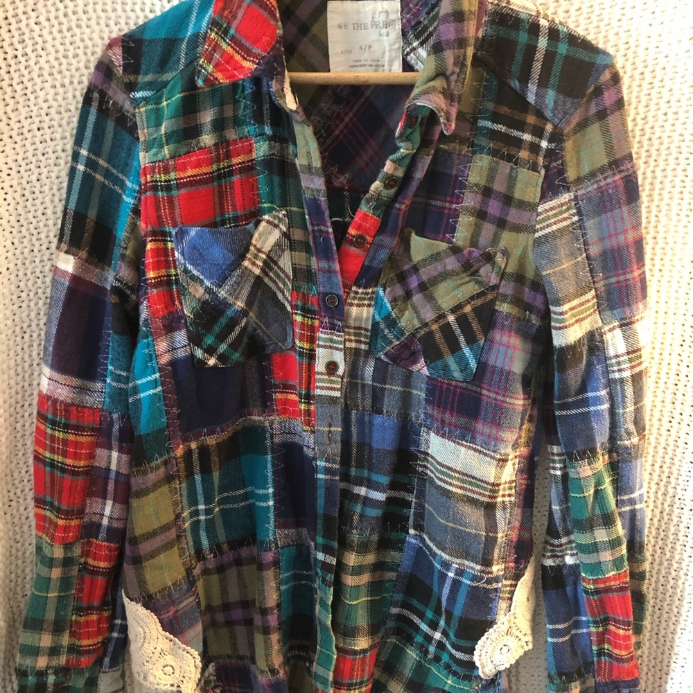 Free People/We the Free Plaid Patchwork Shirt